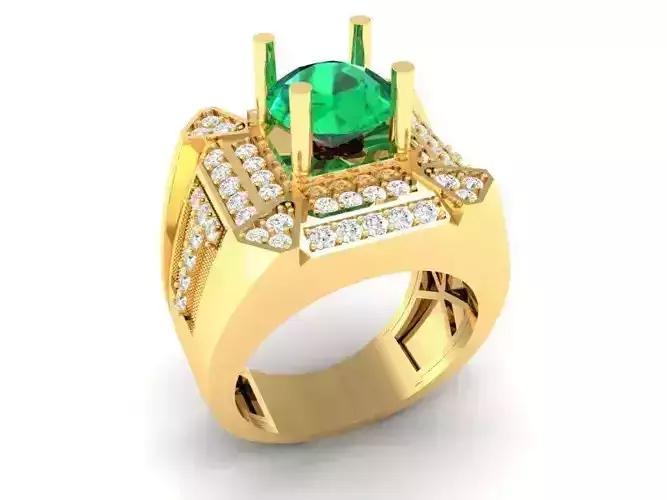 Luxury Emerald Gemstone Men Ring 3D Model 334