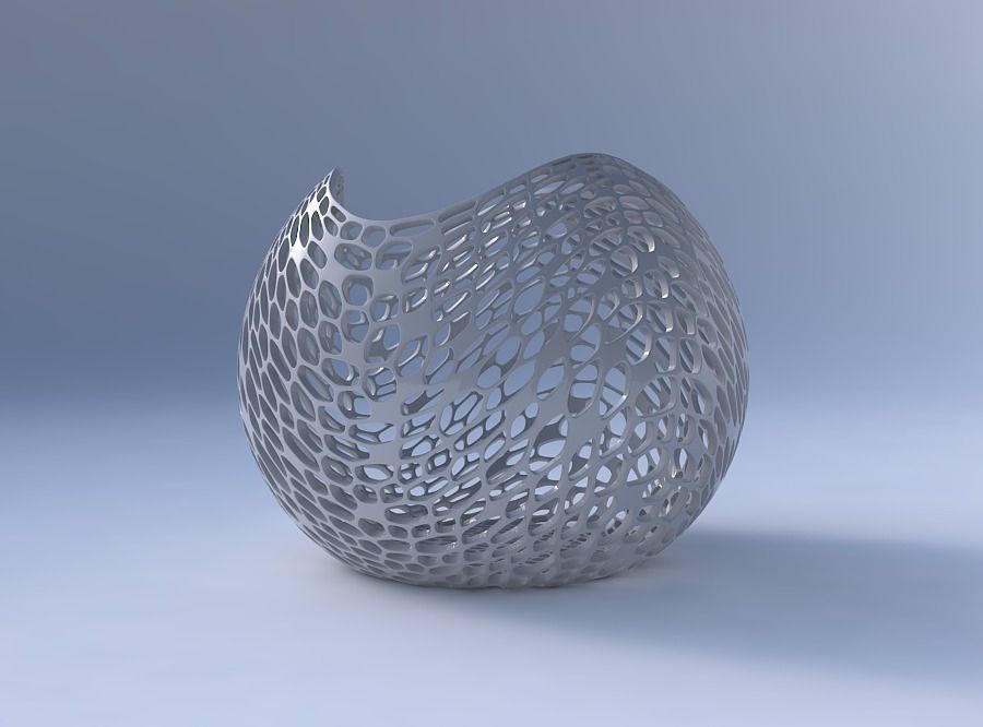 Bowl spheric wavy with dense organic lattice 2 3D print model_4