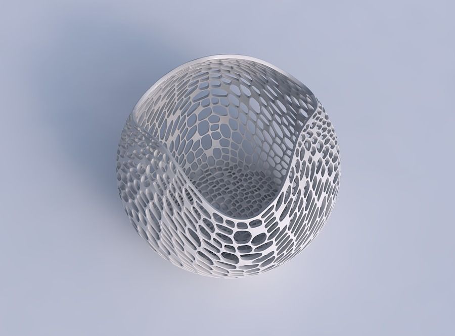 Bowl spheric wavy with dense organic lattice 2 3D print model_1