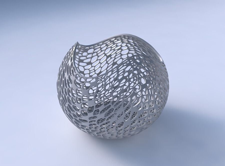 Bowl spheric wavy with dense organic lattice 2 3D print model_3