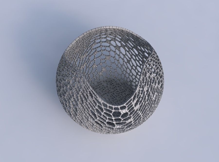 Bowl spheric wavy with dense organic lattice 2 3D print model_6