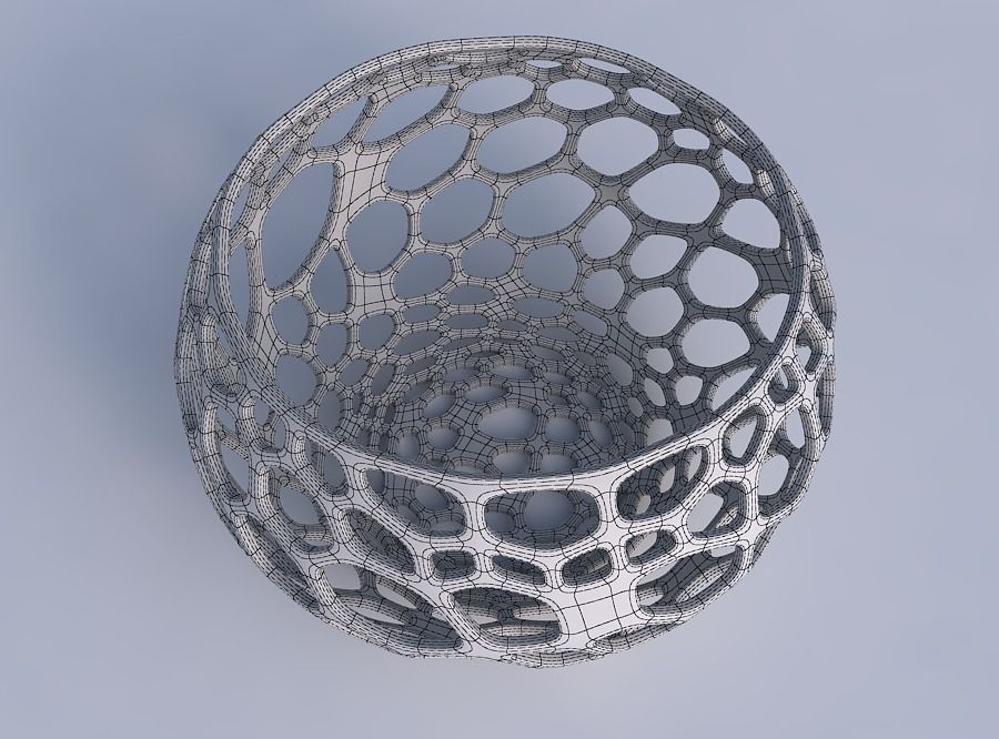 Bowl spheric twisted with twisted organic lattice 3D print model_6