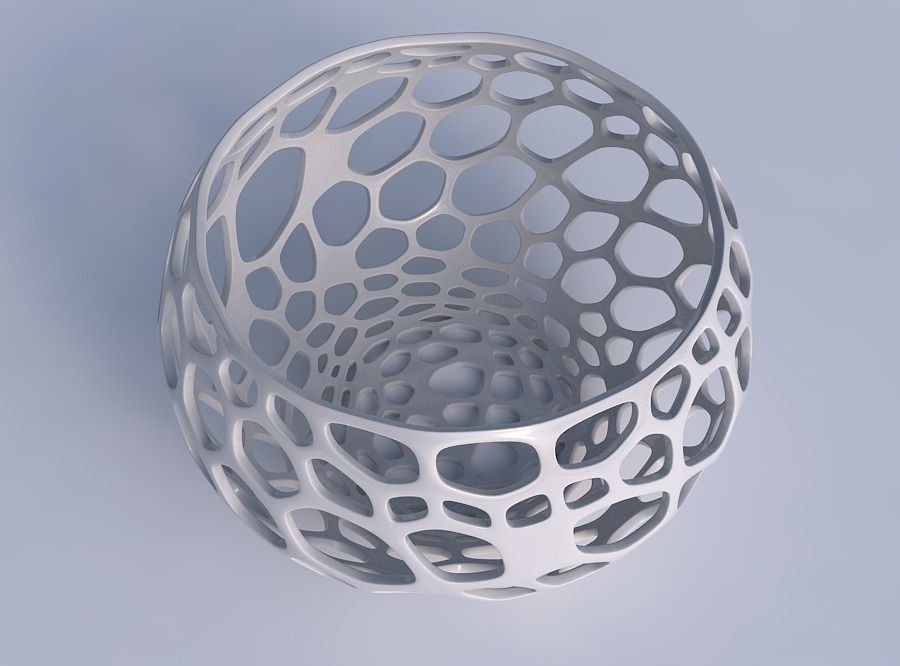 Bowl spheric twisted with twisted organic lattice 3D print model_1