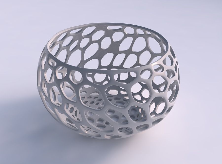 Bowl spheric twisted with twisted organic lattice 3D print model_0