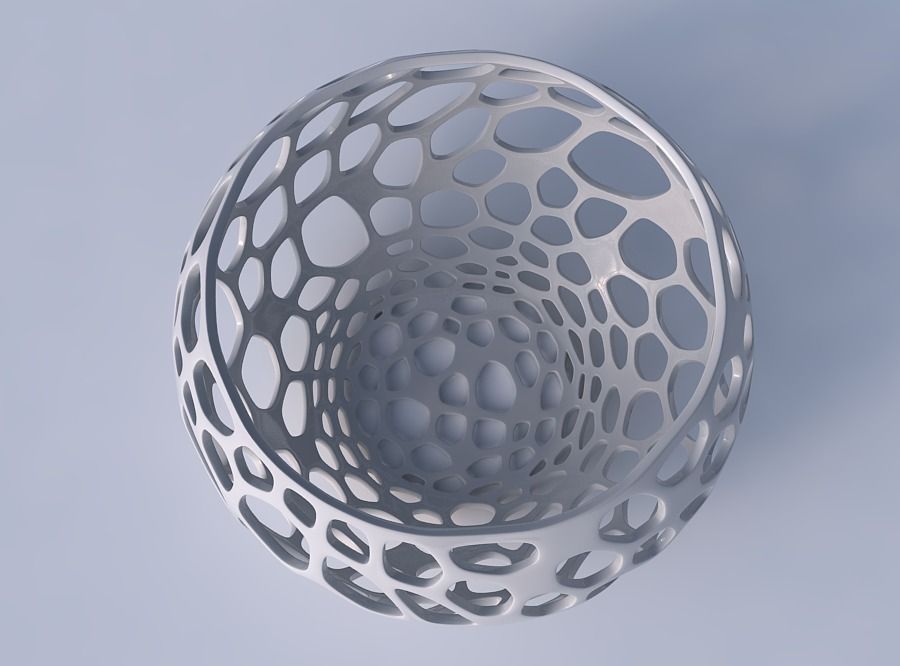 Bowl spheric twisted with twisted organic lattice 3D print model_2