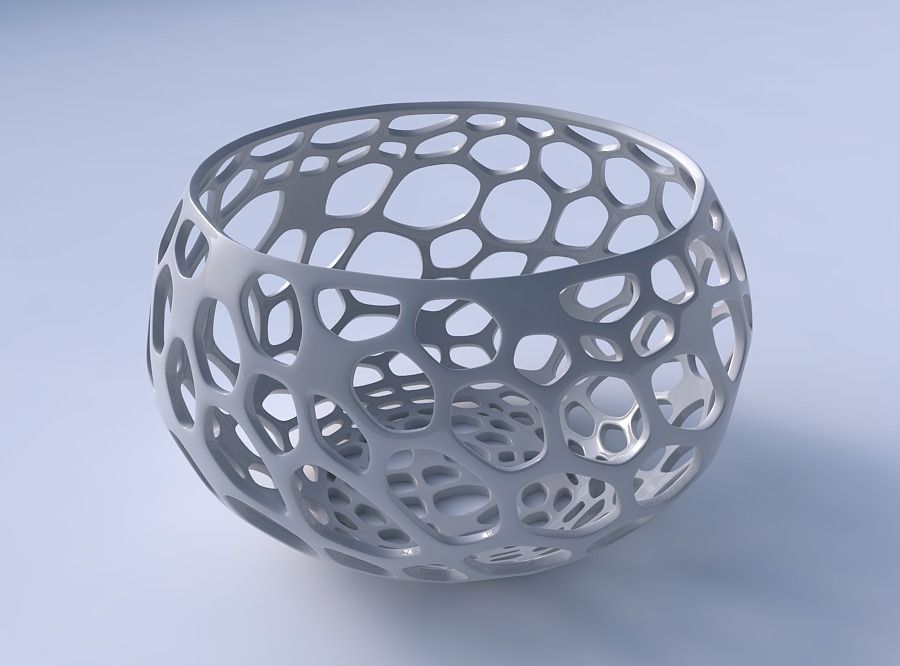 Bowl spheric twisted with twisted organic lattice 3D print model_3