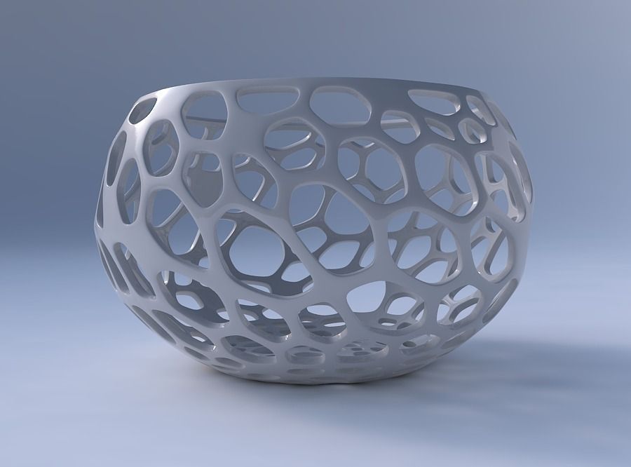 Bowl spheric twisted with twisted organic lattice 3D print model_4