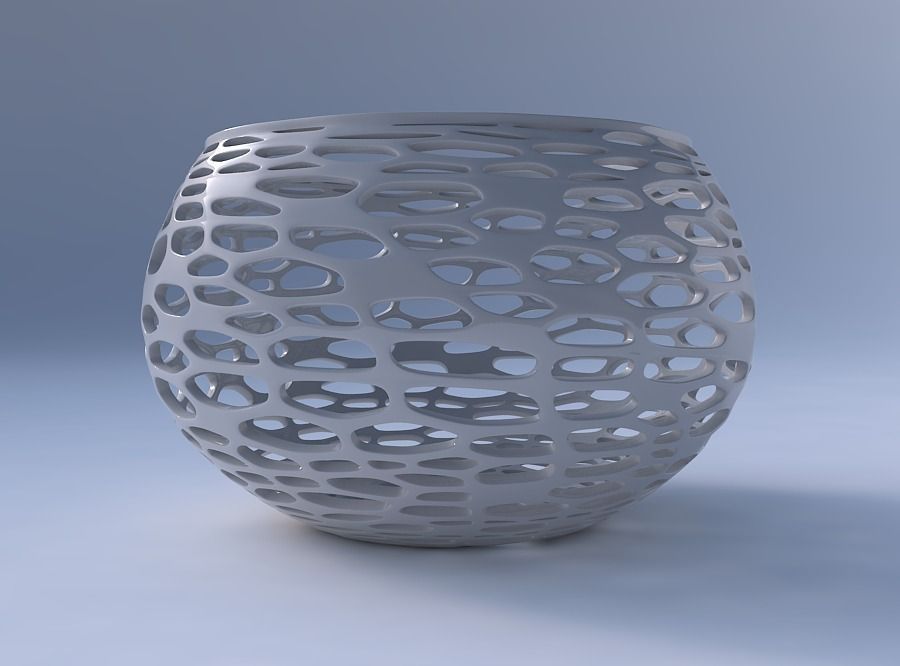 Bowl spheric twisted with squeezed and twisted organic lattice 3D print model_4
