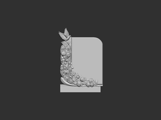 Tombstone with Roses 3D print model