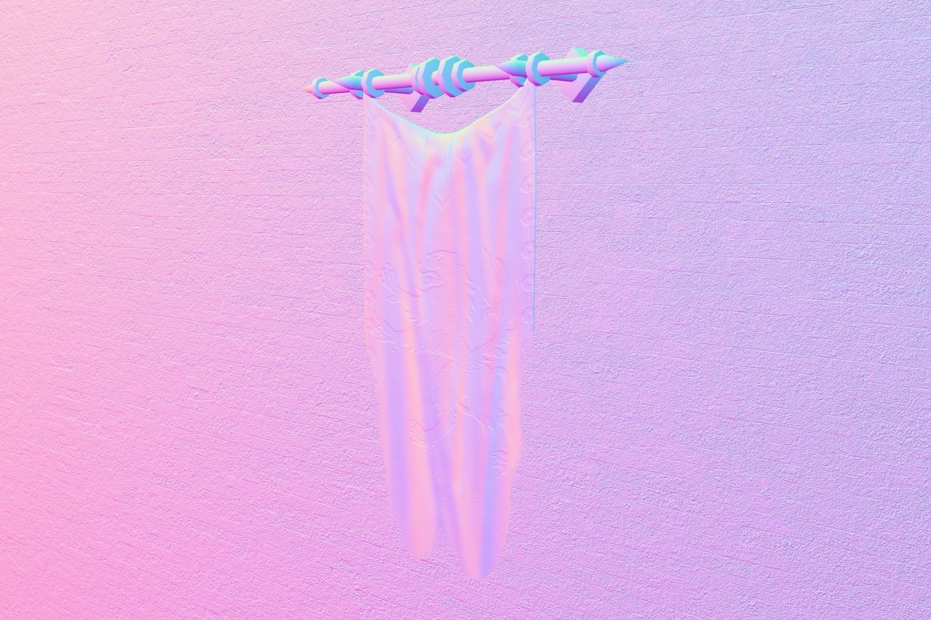 PBR European medieval flag 3D model_9