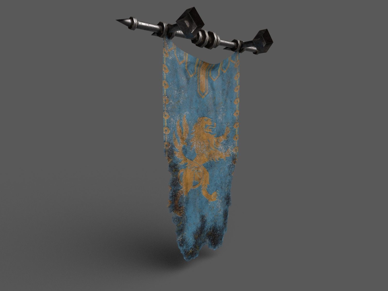 PBR European medieval flag 3D model_2