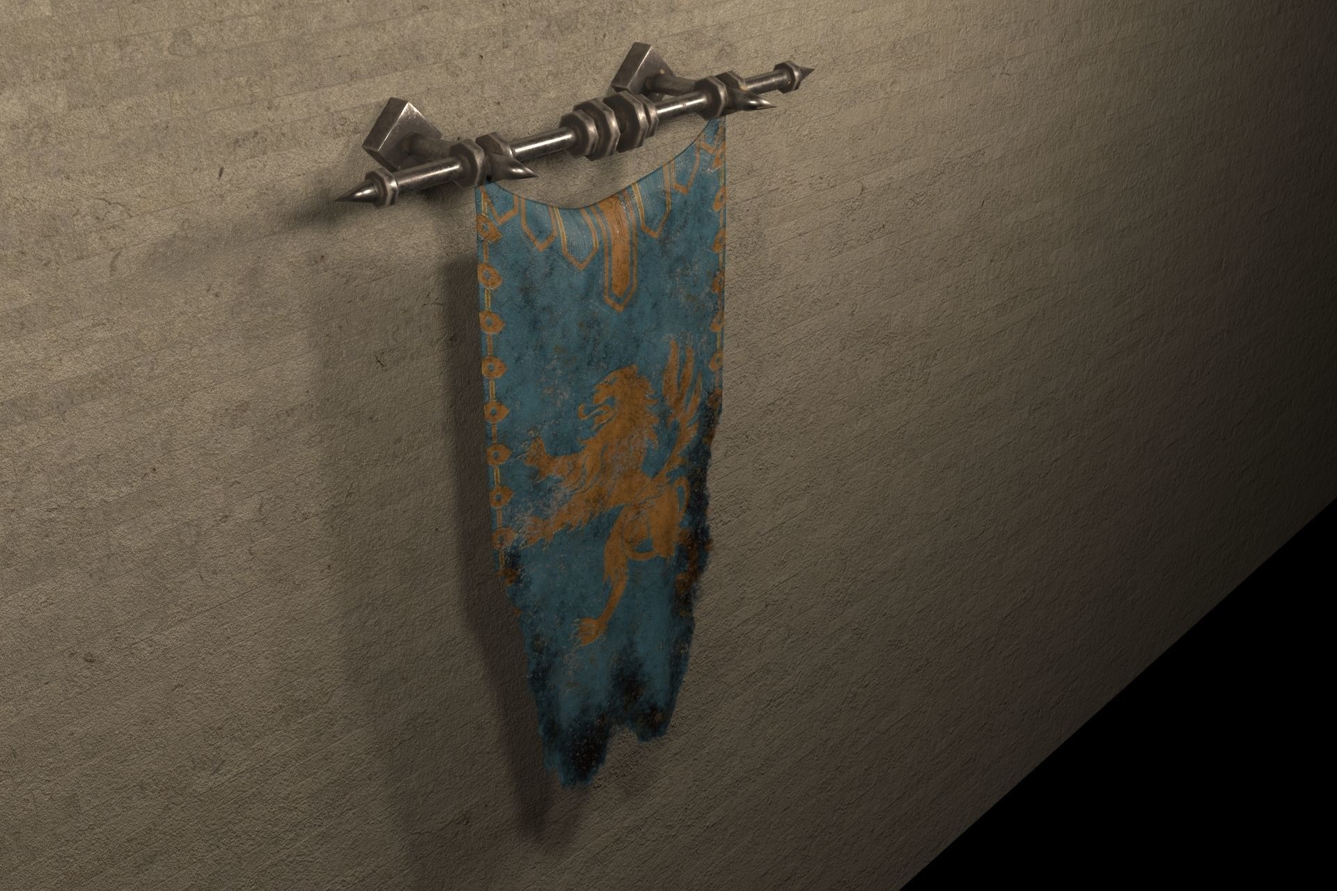 PBR European medieval flag 3D model_13