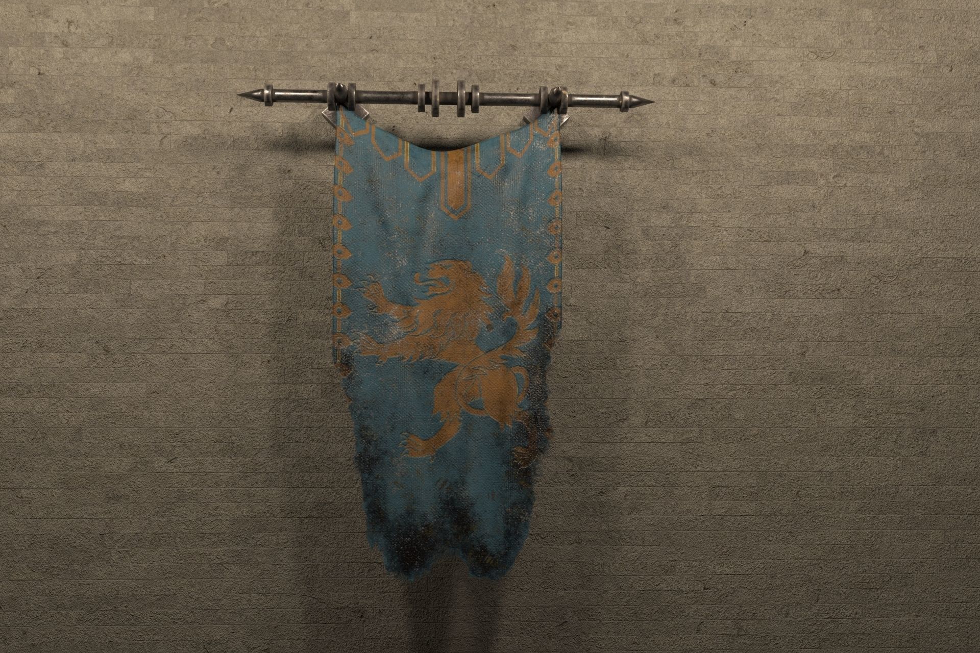 PBR European medieval flag 3D model_16