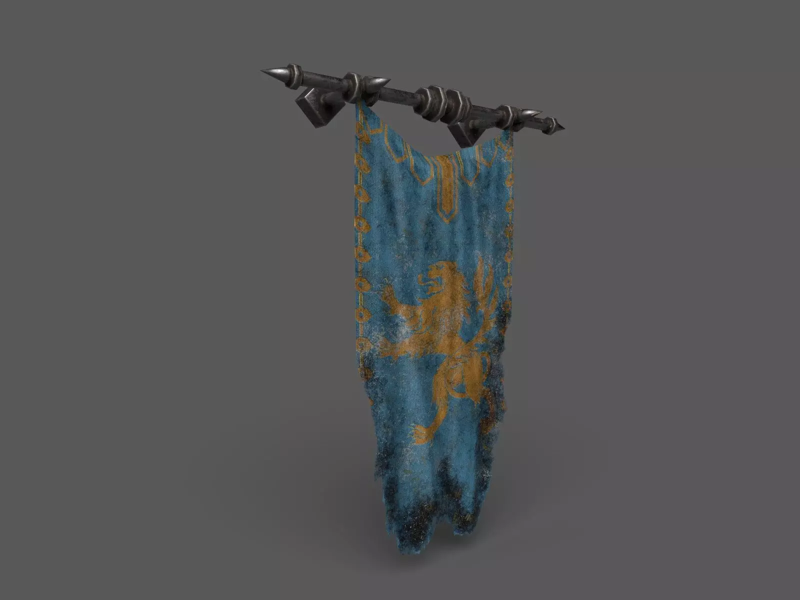 PBR European medieval flag 3D model_0