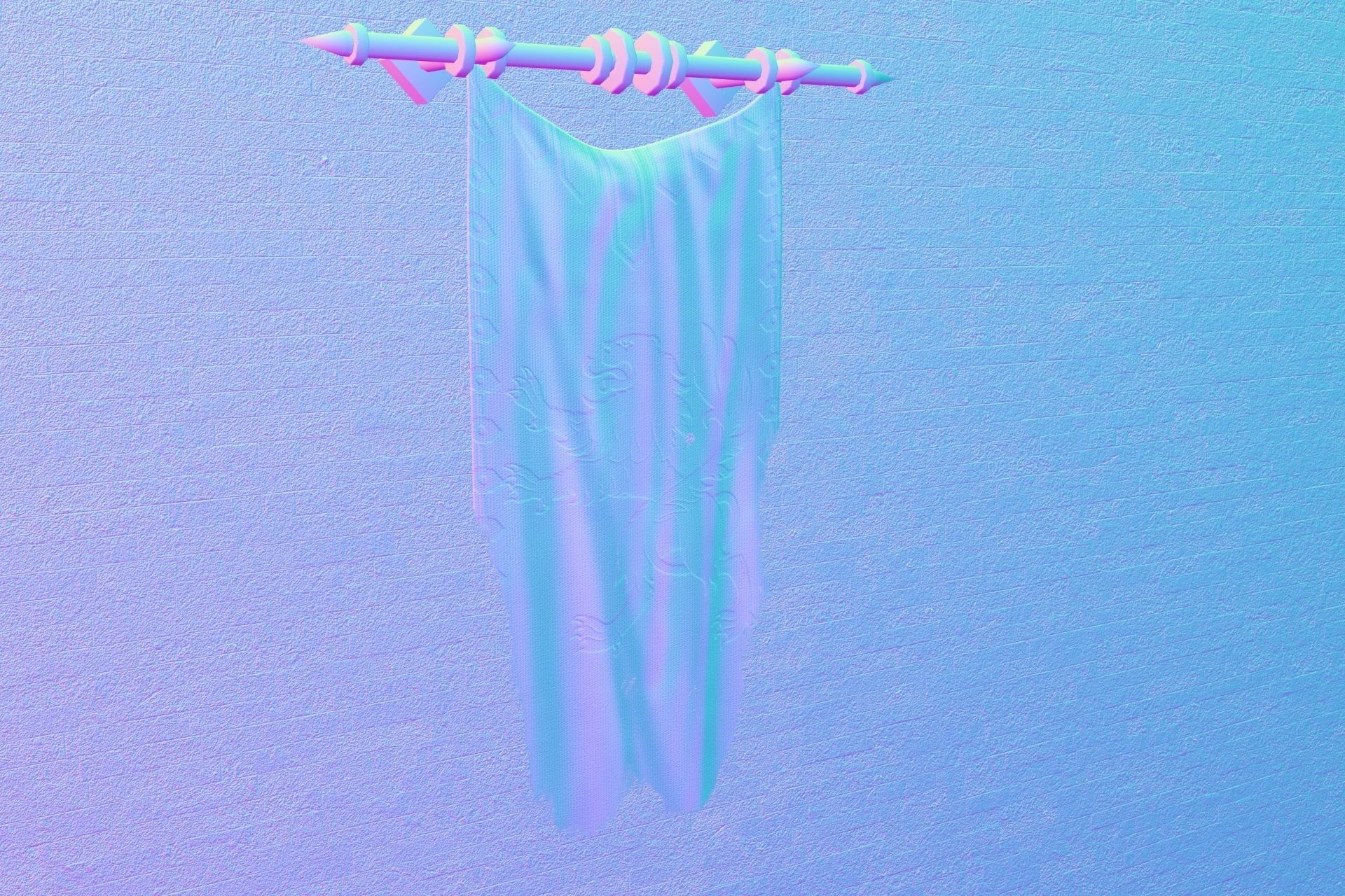 PBR European medieval flag 3D model_6