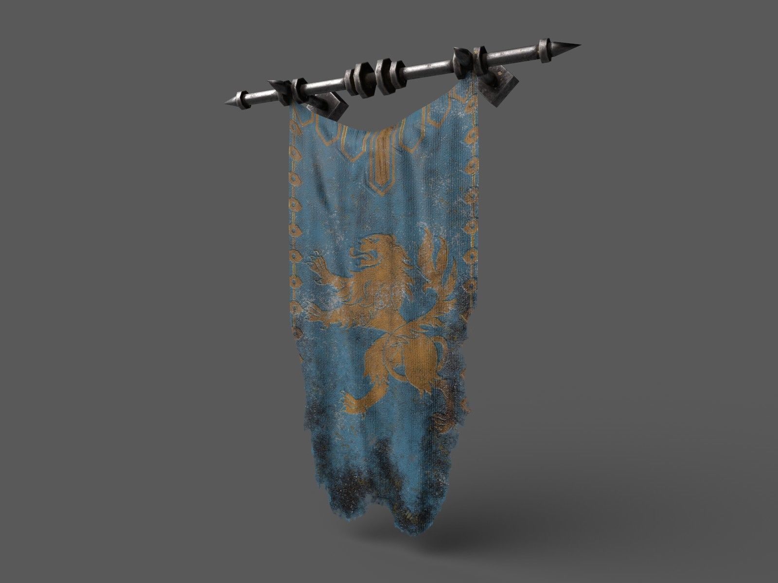 PBR European medieval flag 3D model_1