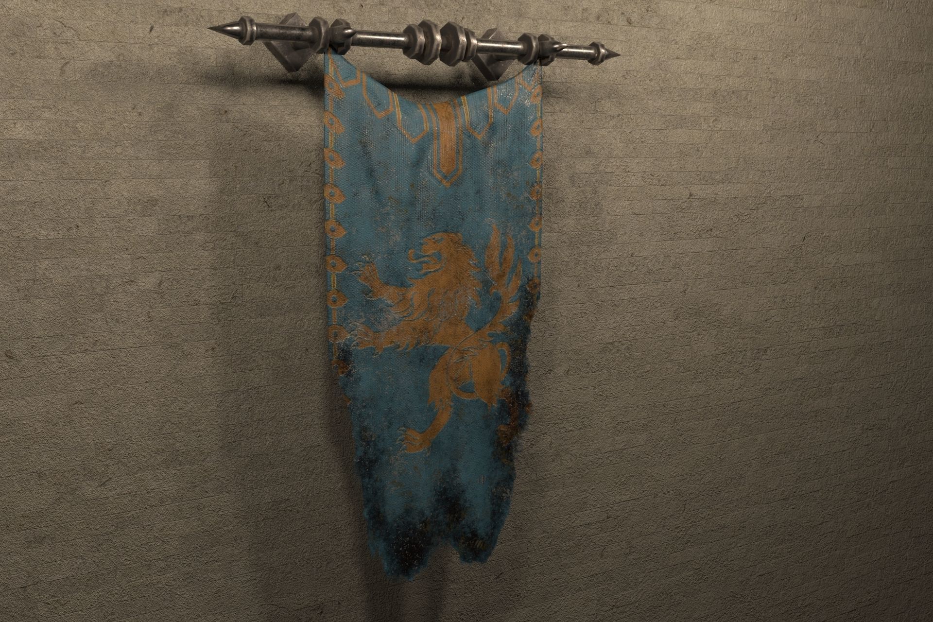 PBR European medieval flag 3D model_4