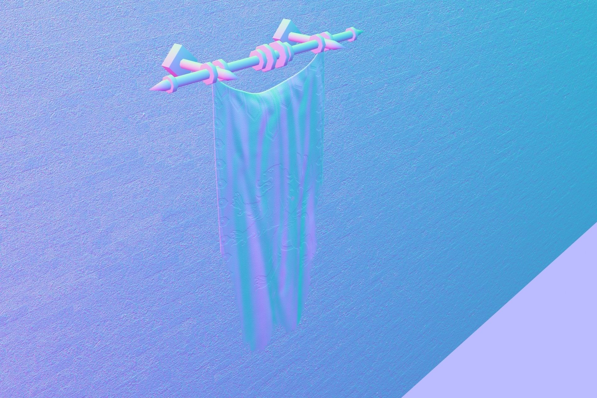 PBR European medieval flag 3D model_15