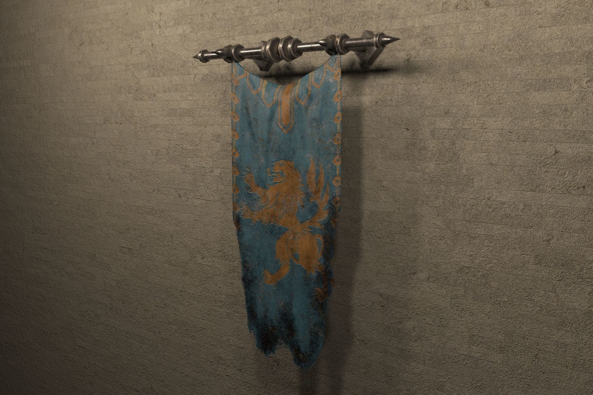 PBR European medieval flag 3D model_7