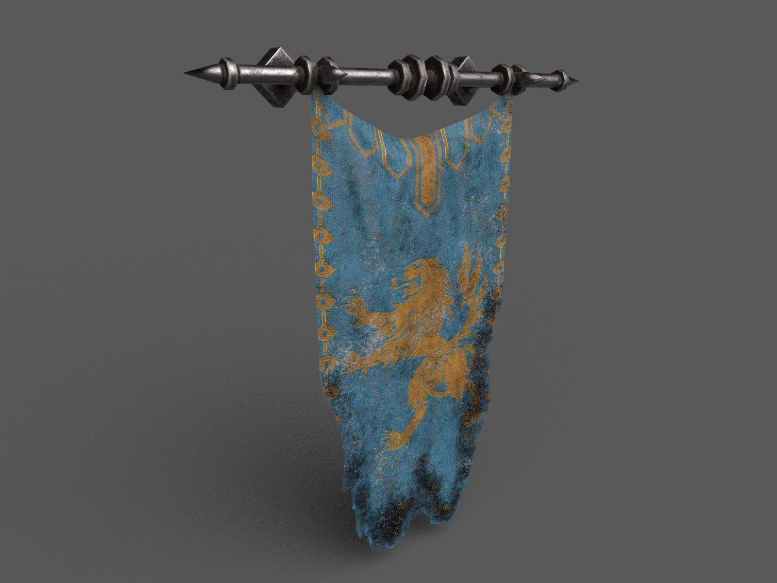 PBR European medieval flag 3D model_3