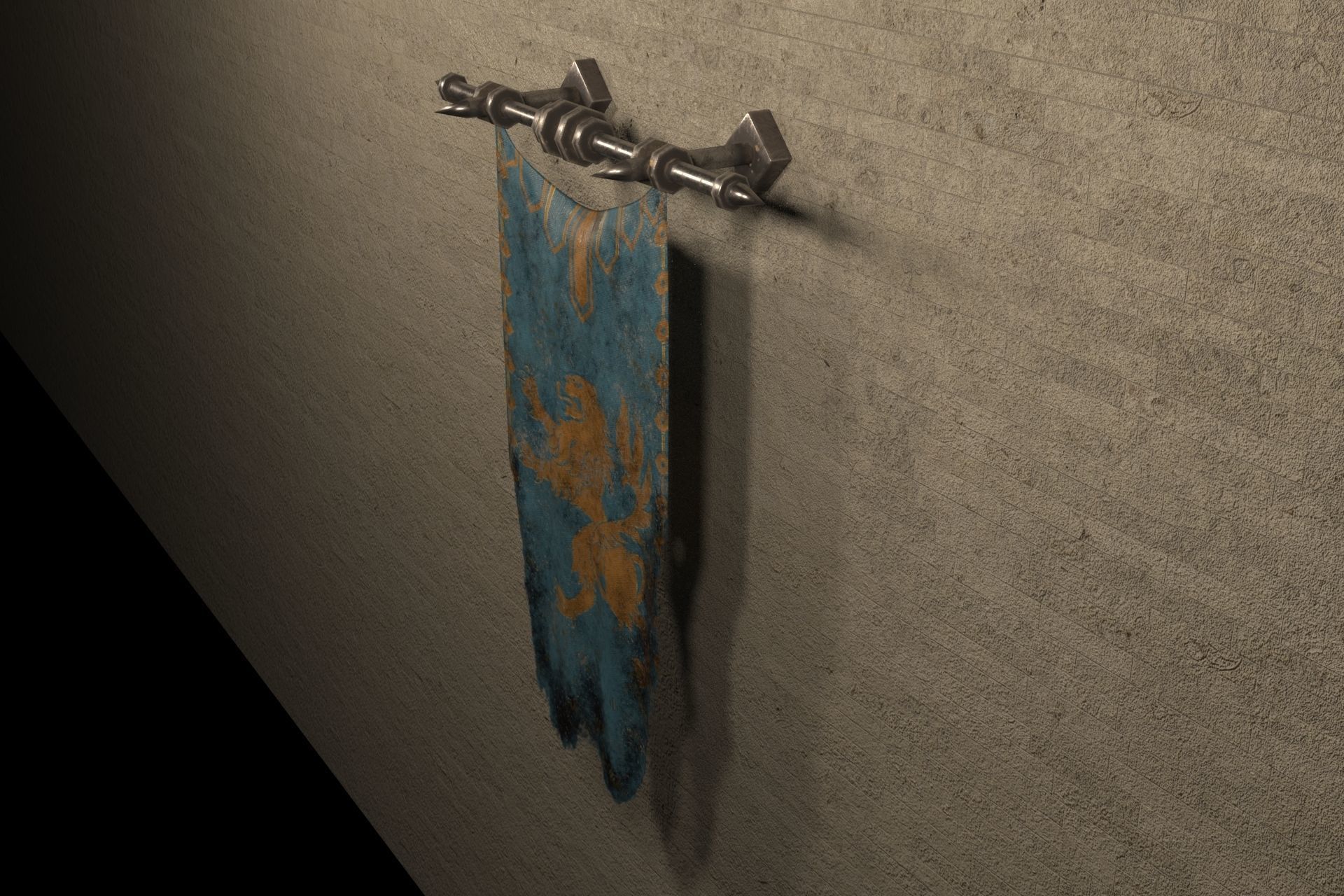 PBR European medieval flag 3D model_10