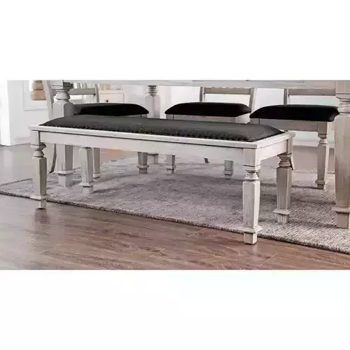 Antique Yellow Tomas Wood Upholstered Bench 3D model