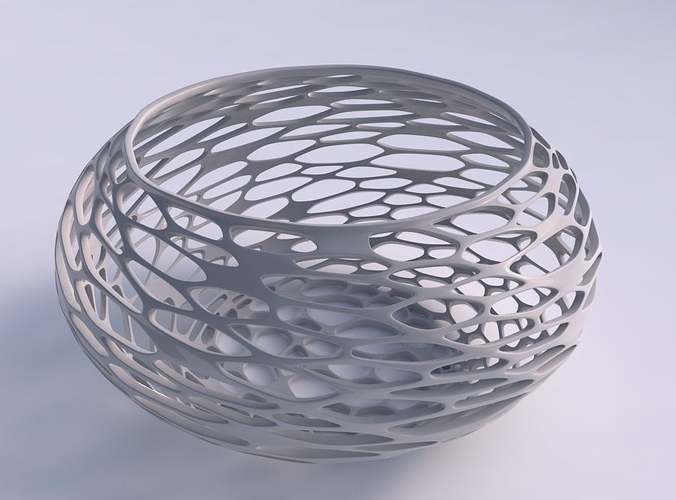 Bowl spheric squeezed wide with twisted organic lattice 2