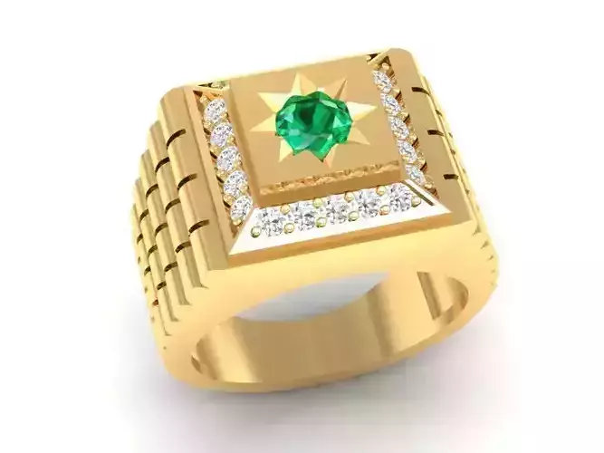 Square Signet Gemstone Ring for Men 339