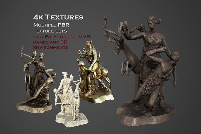 Statue of Artemis and Iphigeneia  Low-poly 3D model