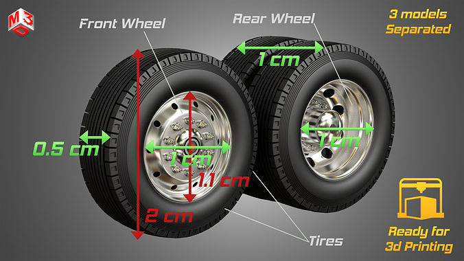 Fire Truck - Tires and Rims - Specified for 3d Printing Orders 3D model