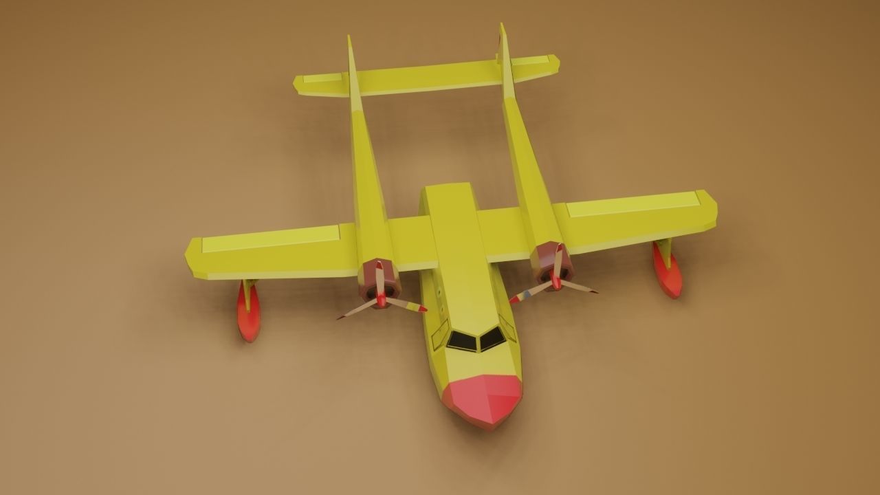 Float Plane - Low Poly - Game Ready - PBR - 3D MODEL  Low-poly 3D model_2
