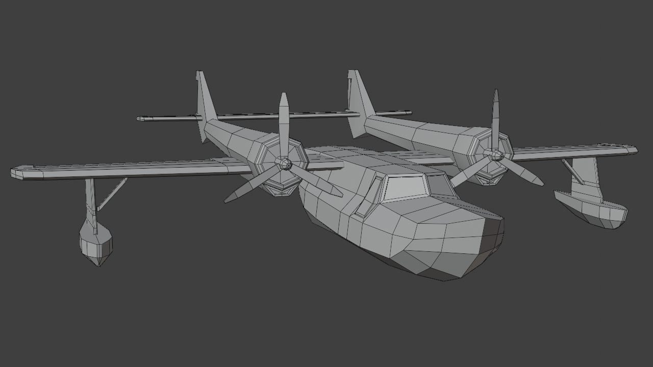 Float Plane - Low Poly - Game Ready - PBR - 3D MODEL  Low-poly 3D model_6