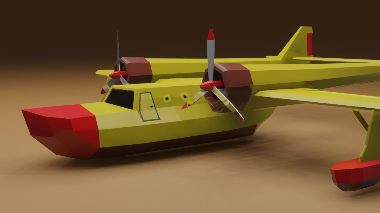 Float Plane - Low Poly - Game Ready - PBR - 3D MODEL  Low-poly 3D model_5