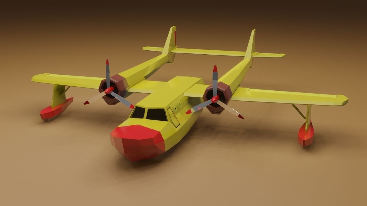 Float Plane - Low Poly - Game Ready - PBR - 3D MODEL  Low-poly 3D model_3