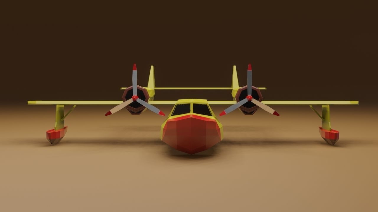 Float Plane - Low Poly - Game Ready - PBR - 3D MODEL  Low-poly 3D model_4