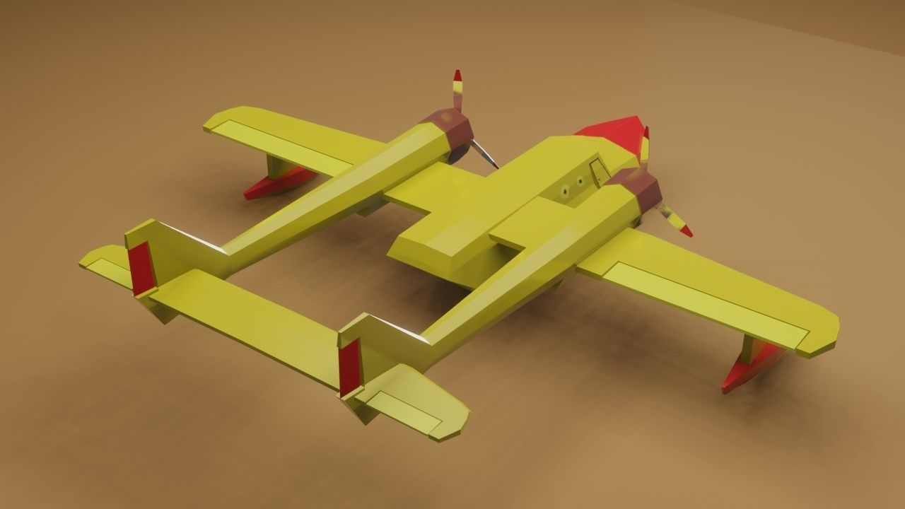 Float Plane - Low Poly - Game Ready - PBR - 3D MODEL  Low-poly 3D model_1