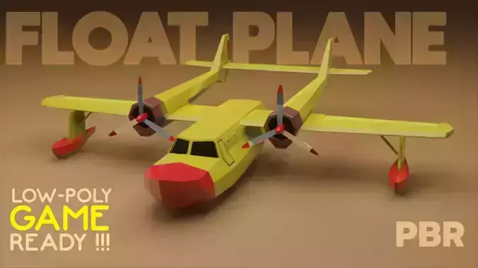 Float Plane - Low Poly - Game Ready - PBR - 3D MODEL  Low-poly 3D model