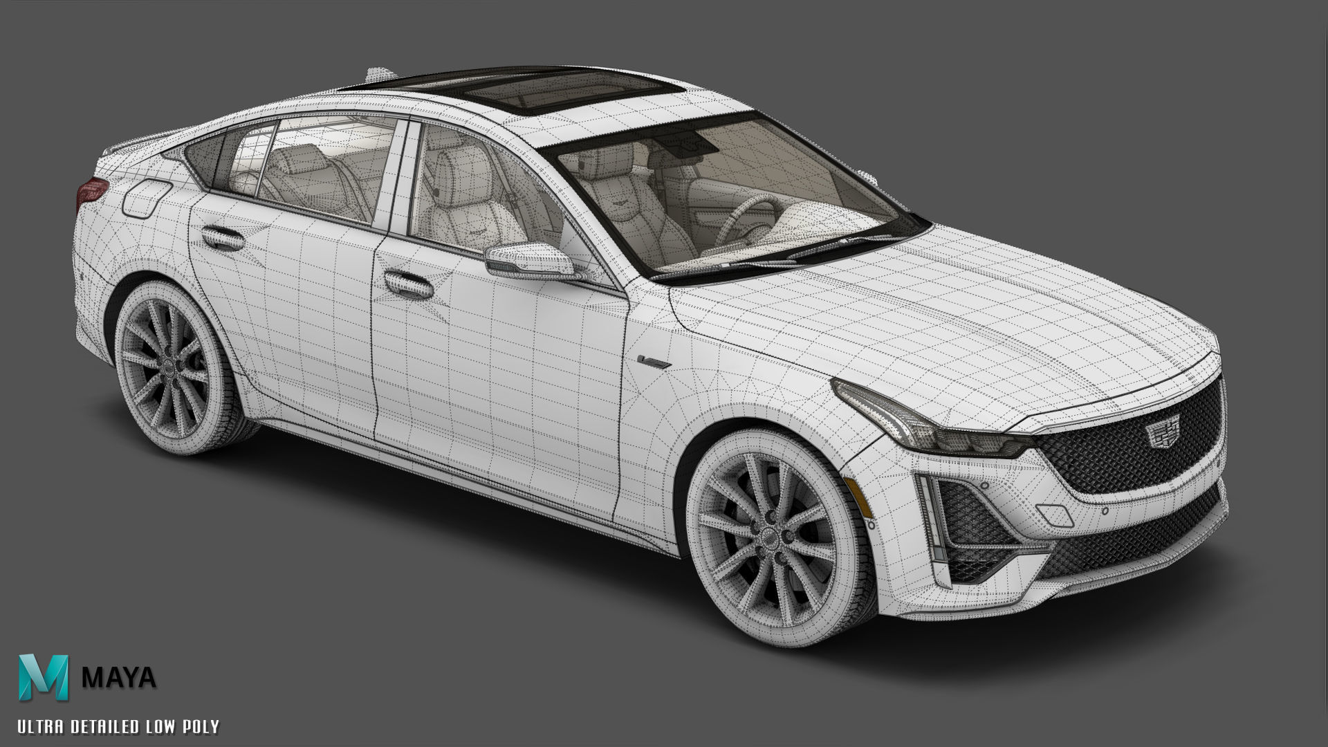 Cadillac CT5 2020 Low-poly 3D model_15