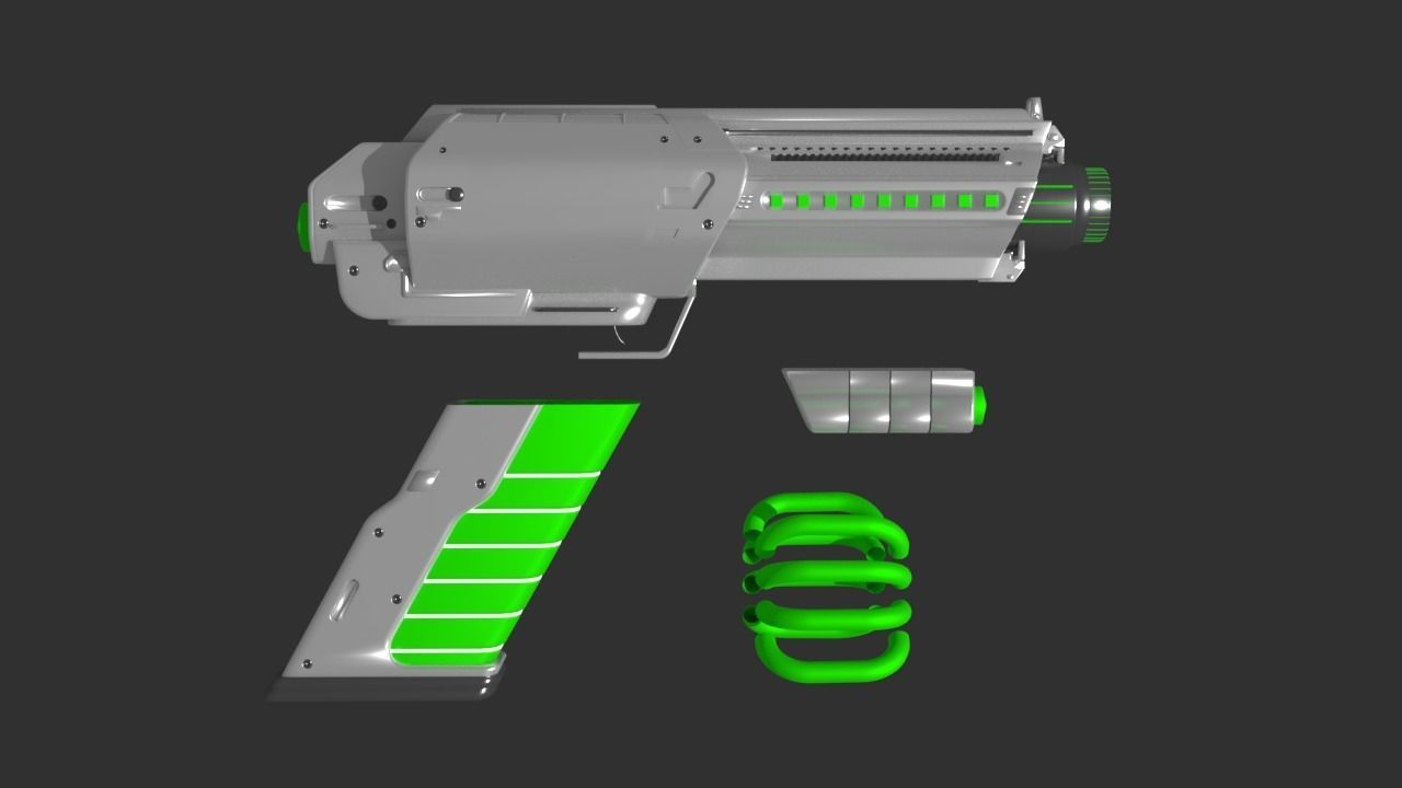 Sci fi Blaster Hand Gun 3D model_5
