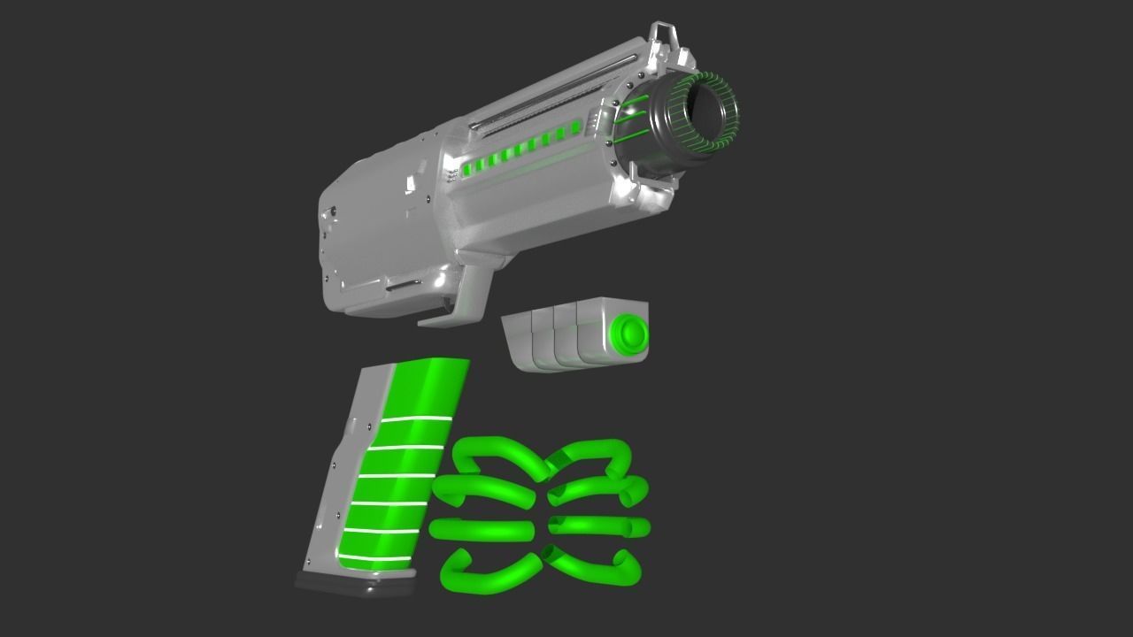 Sci fi Blaster Hand Gun 3D model_6