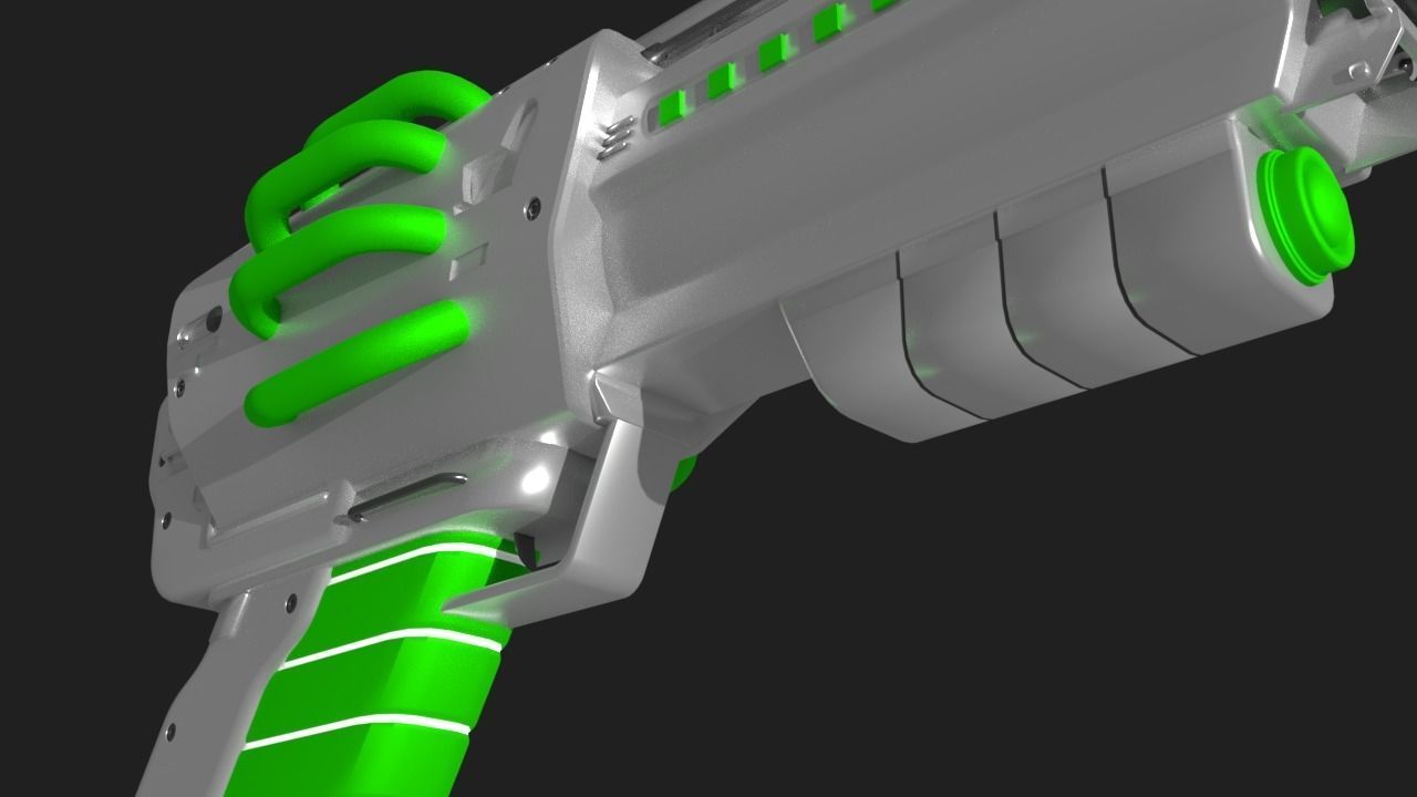 Sci fi Blaster Hand Gun 3D model_11
