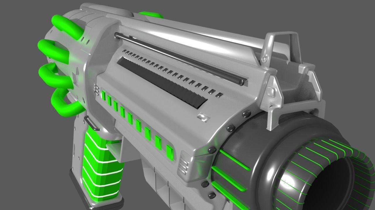 Sci fi Blaster Hand Gun 3D model_4