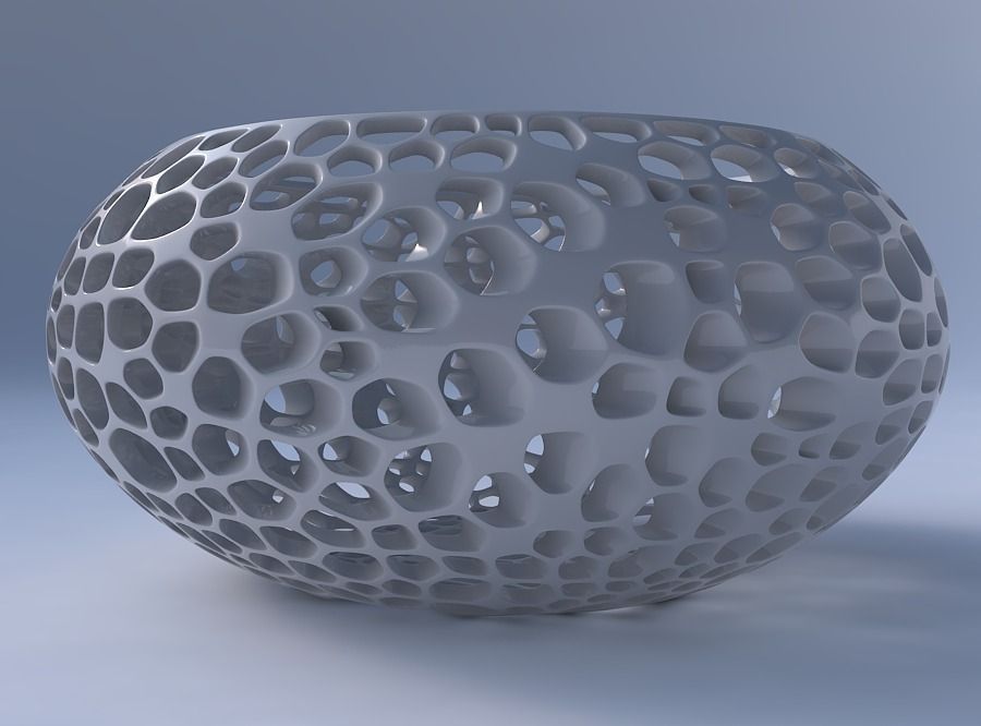 Bowl spheric squeezed wide with organic lattice and twisted t... 3D print model_4
