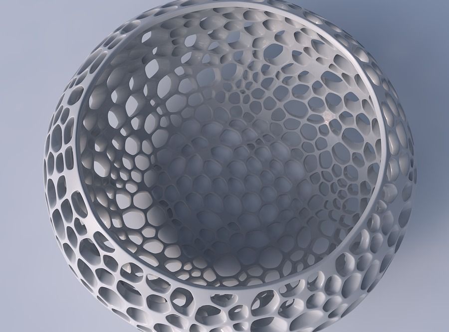 Bowl spheric squeezed wide with organic lattice and twisted t... 3D print model_2