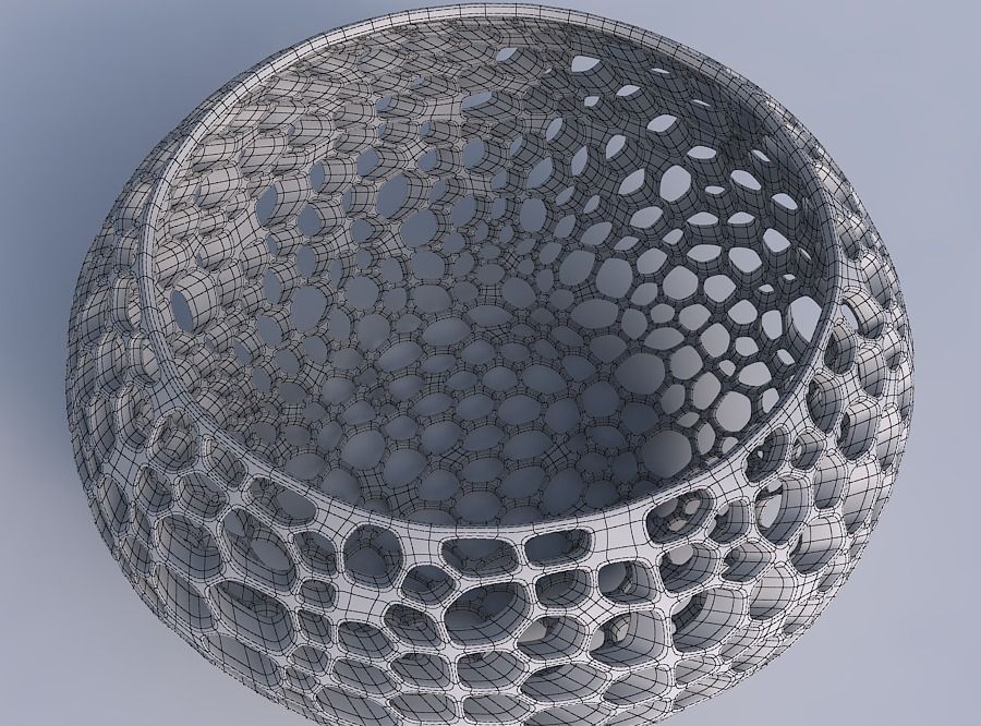Bowl spheric squeezed wide with organic lattice and twisted t... 3D print model_6