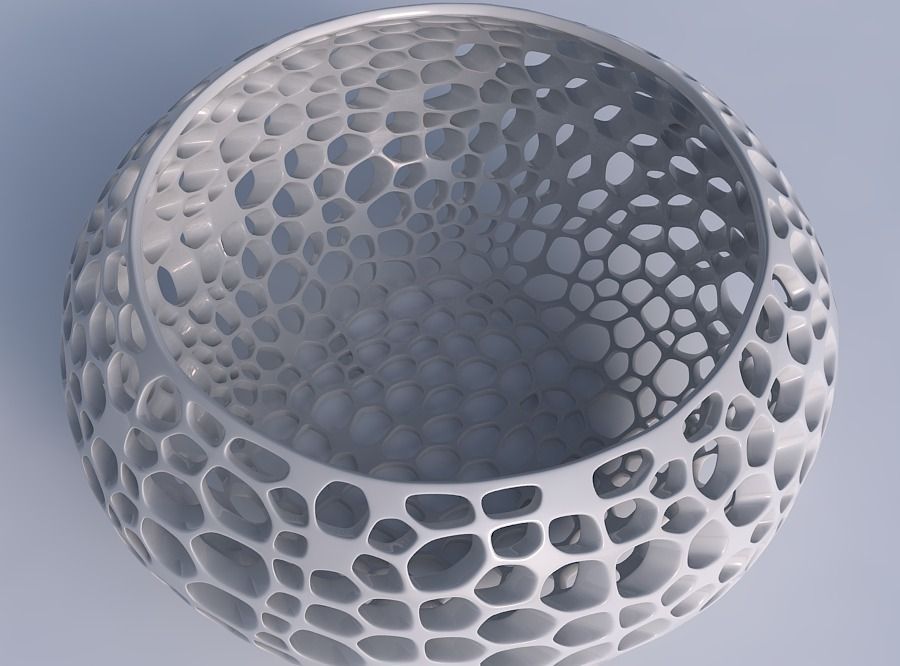 Bowl spheric squeezed wide with organic lattice and twisted t... 3D print model_1