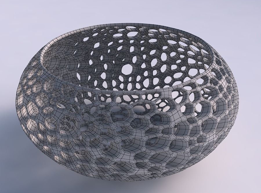 Bowl spheric squeezed wide with organic lattice and twisted t... 3D print model_5