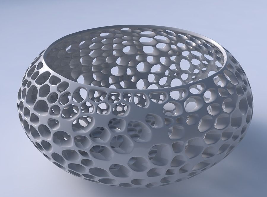 Bowl spheric squeezed wide with organic lattice and twisted t... 3D print model_3
