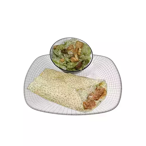 Pulled Pork crepe with Caesar Low-poly 3D model