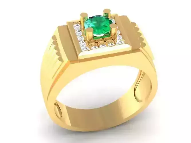 Luxury Emerald Square Men Ring 341
